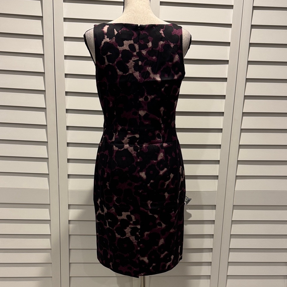 Ann Taylor Black and Pink Patterned lined Midi Cocktail Dress. - Picture 5 of 8